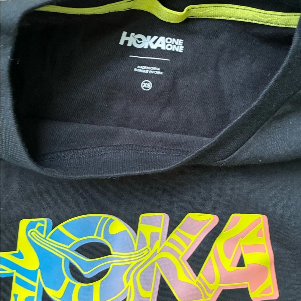 Hoka Black Tee with Vibrant Logo